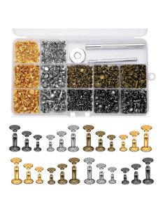 Juego de Remaches de Cuero DIUDUS 240 Piezas 4 Colores