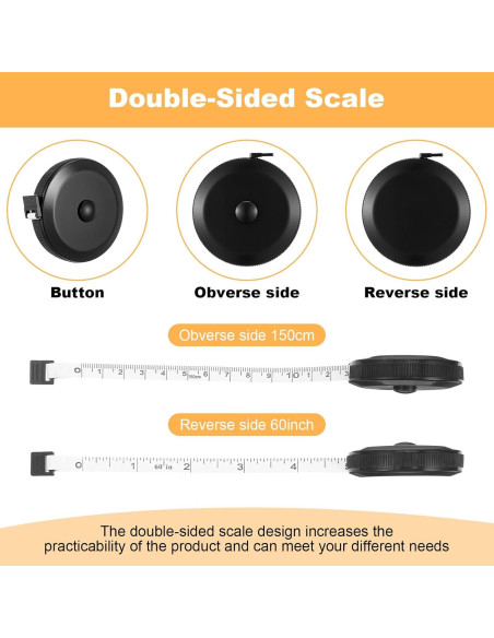 35 Cintas Métricas Retráctiles Pafeooui 152.4 cm Doble Escala