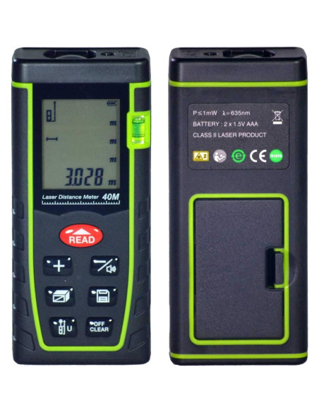 Kit de Medición AWF PRO - Medidor Láser 39.62m, Cinta 7.62m