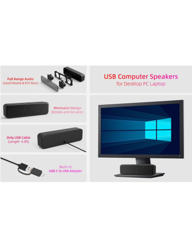Altavoces de computadora YOFANQI YFQ50A2C USB con graves profundos
