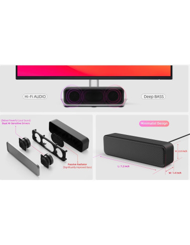 Altavoces de computadora YOFANQI YFQ50A2C USB con graves profundos