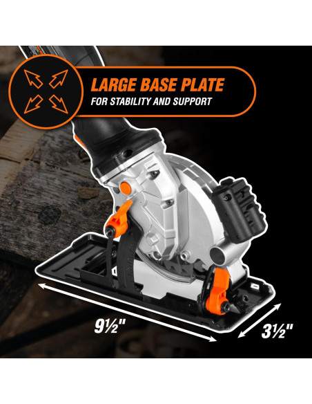 Sierra Circular Mini Inalámbrica WEN 20V 4-1/2" 20604 con Batería