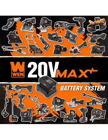 Sierra Circular Mini Inalámbrica WEN 20V 4-1/2" 20604 con Batería