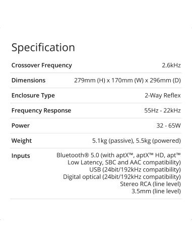 Altavoces Bluetooth Q Acoustics M20 HD Blanco 65W Estéreo