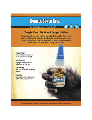 Gorilla Super Glue 15 g Claro - Paquete de 6 Unidades
