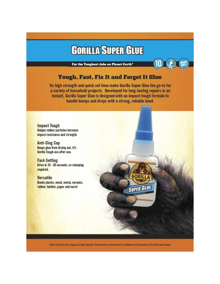 Gorilla Super Glue 15 g Claro - Paquete de 6 Unidades