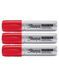 Marcador Permanente Sharpie Magnum Rojo 3 Paquete Punta Cincel