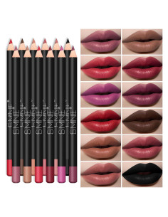 Conjunto de 12 Lápices Delineador de Labios IS'MINE - Cremosos y Larga Duración