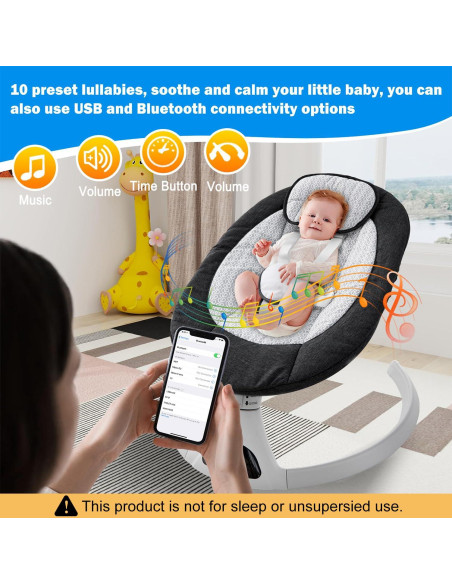 Columpio Eléctrico Portátil Soobaby para Bebés Negro