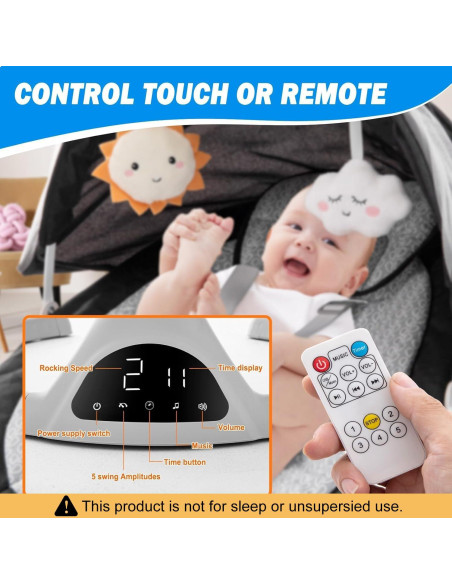 Columpio Eléctrico Portátil Soobaby para Bebés Negro