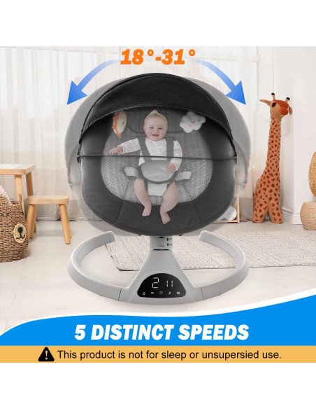 Columpio Eléctrico Portátil Soobaby para Bebés Negro