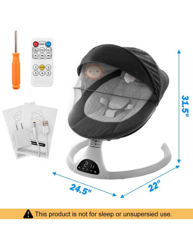 Columpio Eléctrico Portátil Soobaby para Bebés Negro