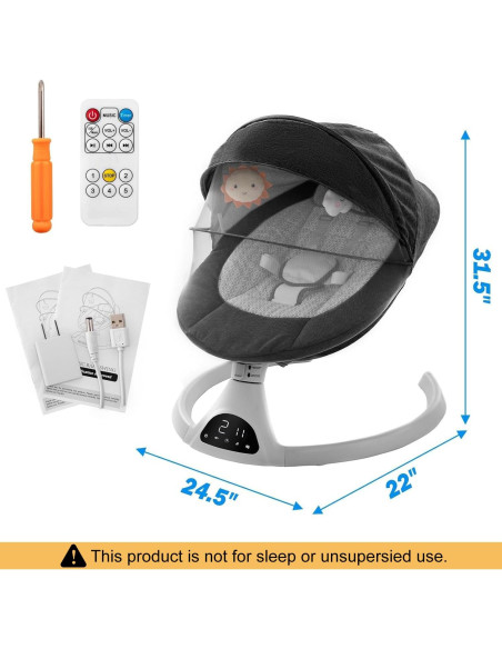 Columpio Eléctrico Portátil Soobaby para Bebés Negro