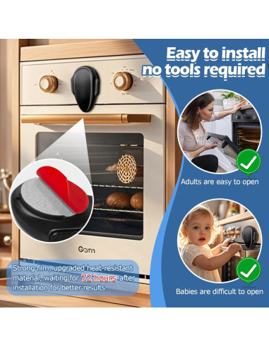Bloqueo de Horno Seguridad Infantil MCOTOP - 2 Paquete Negro