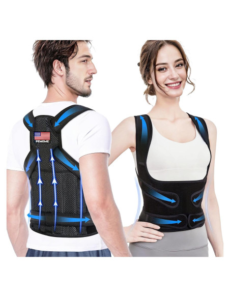 Corrector de Postura Qidian - Faja Ajustable para Alivio Dolor Espalda - Soporte Lumbar Transpirable (Negro, Pequeño)