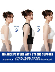 Corrector de Postura Qidian - Faja Ajustable para Alivio Dolor Espalda - Soporte Lumbar Transpirable (Negro, Pequeño) 2