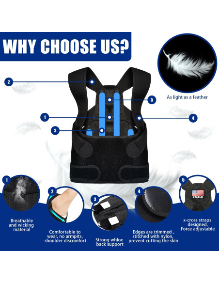 Corrector de Postura Qidian - Faja Ajustable para Alivio Dolor Espalda - Soporte Lumbar Transpirable (Negro, Pequeño)