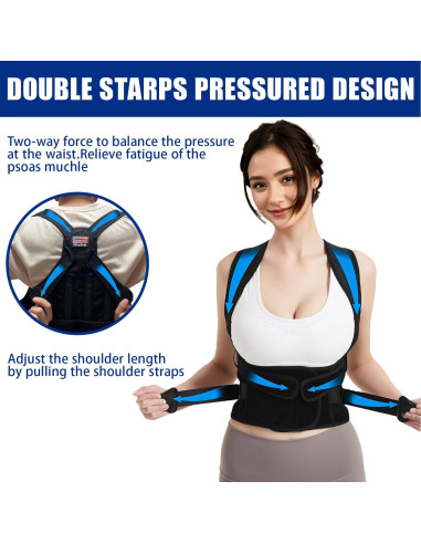 Corrector de Postura Qidian - Faja Ajustable para Alivio Dolor Espalda - Soporte Lumbar Transpirable (Negro, Pequeño)