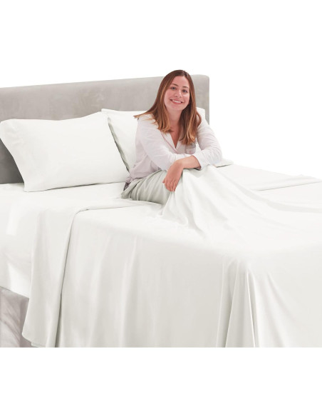 Juego de Sábanas Individual Hearth & Harbor Microfibra 3 Piezas Blanco