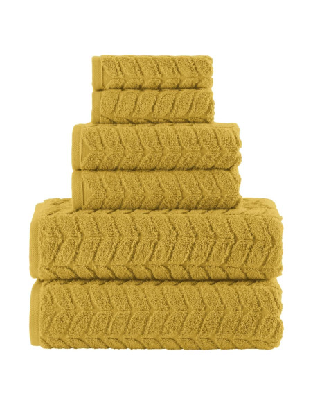 Conjunto de Toallas de Lujo 6 Piezas Algodón Turco 100% Oro Ámbar