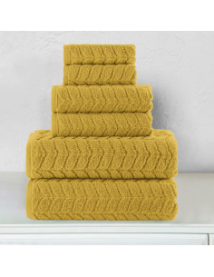 Conjunto de Toallas de Lujo 6 Piezas Algodón Turco 100% Oro Ámbar 2