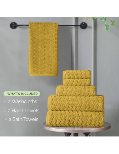 Conjunto de Toallas de Lujo 6 Piezas Algodón Turco 100% Oro Ámbar