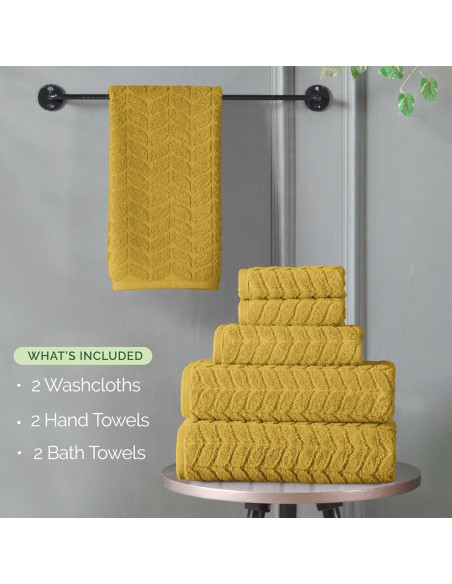 Conjunto de Toallas de Lujo 6 Piezas Algodón Turco 100% Oro Ámbar