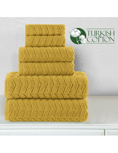 Conjunto de Toallas de Lujo 6 Piezas Algodón Turco 100% Oro Ámbar