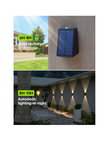 Luces de Pared Solares Impermeables Mrzxy 2 Paquete LED IP65