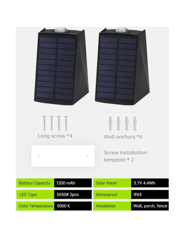 Luces de Pared Solares Impermeables Mrzxy 2 Paquete LED IP65