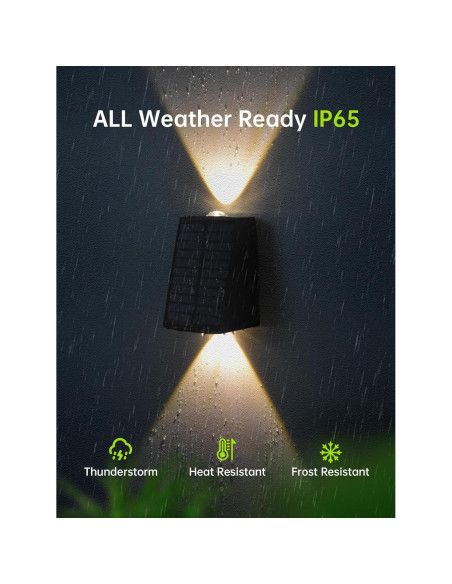 Luces de Pared Solares Impermeables Mrzxy 2 Paquete LED IP65