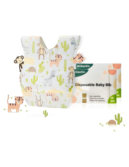 Baberos Desechables para Bebés 30 Pcs - Suaves y a Prueba de Fugas