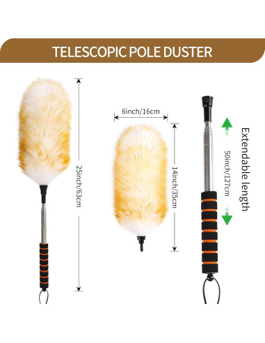 Plumero de lana Daieeparty con palo extensible 63.5-162.6 cm