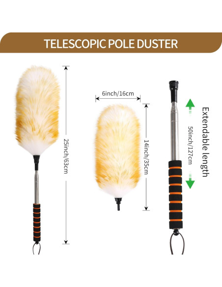 Plumero de lana Daieeparty con palo extensible 63.5-162.6 cm