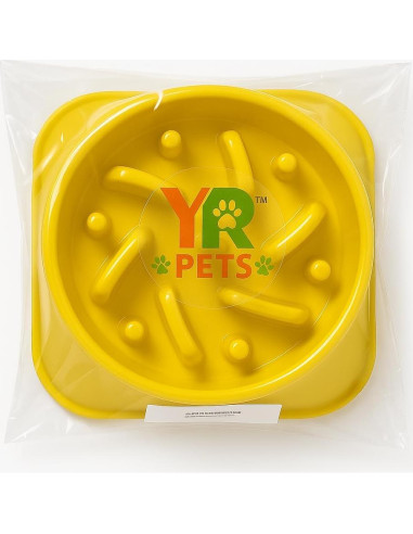 Cuenco Antiahogo YRPETS para Perros y Gatos Amarillo 19.5cm