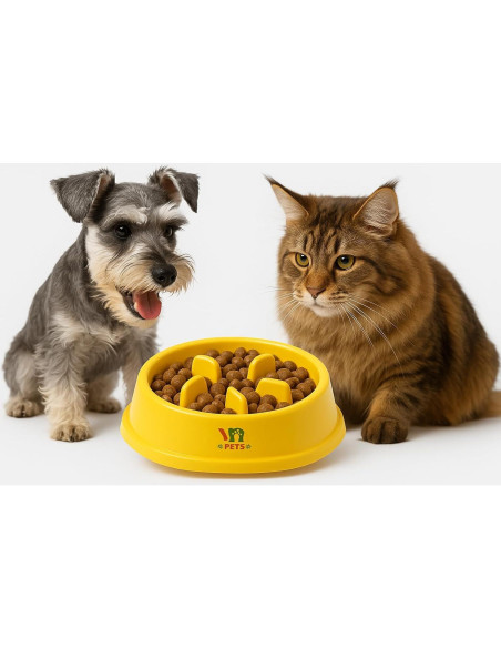 Cuenco Antiahogo YRPETS para Perros y Gatos Amarillo 19.5cm