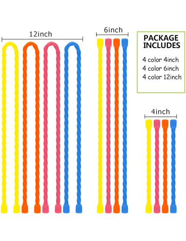 12 Sujetadores de Cable Reutilizables Dreamxiang 4-6-12cm Silicona