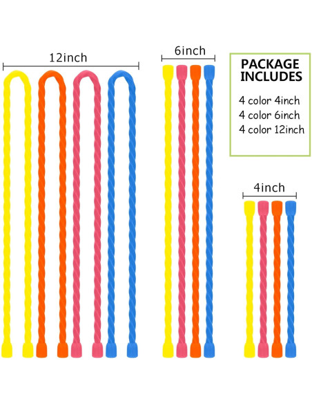 12 Sujetadores de Cable Reutilizables Dreamxiang 4-6-12cm Silicona 12 Sujetadores de Cable Reutilizables Dreamxiang 4-6-12cm Silicona