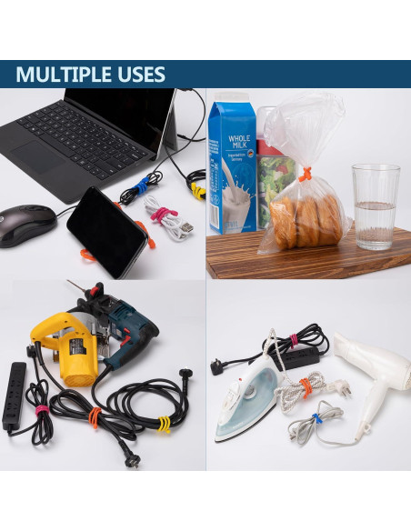 12 Sujetadores de Cable Reutilizables Dreamxiang 4-6-12cm Silicona 12 Sujetadores de Cable Reutilizables Dreamxiang 4-6-12cm Silicona