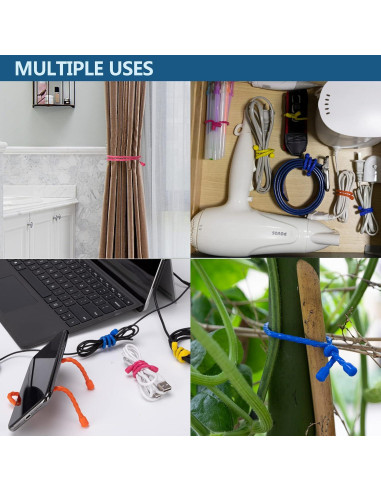 12 Sujetadores de Cable Reutilizables Dreamxiang 4-6-12cm Silicona