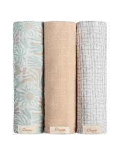 Set de 3 Mantas de Muselina 100% Algodón Crane Baby 120x120cm