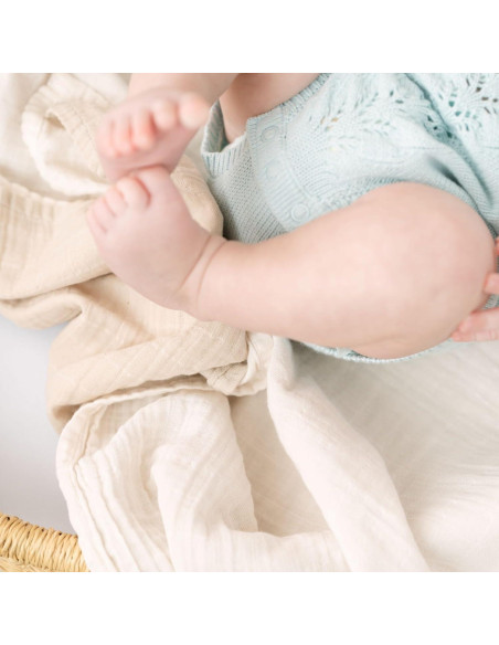 Set de 3 Mantas de Muselina 100% Algodón Crane Baby 120x120cm