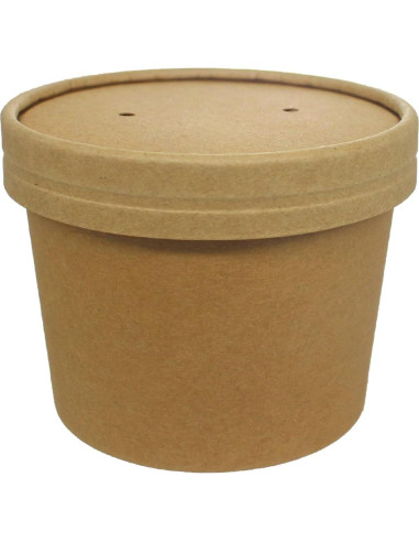 Tazas de papel Kraft 355 ml Belinlen con tapas - 50 unidades