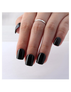 Uñas Postizas Cortas Negras Mivota - Kit de 24 Piezas