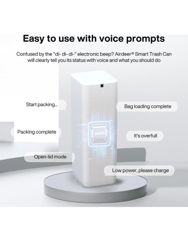 Cubo de Basura Inteligente Airdeer L2, 30 Litros, Blanco