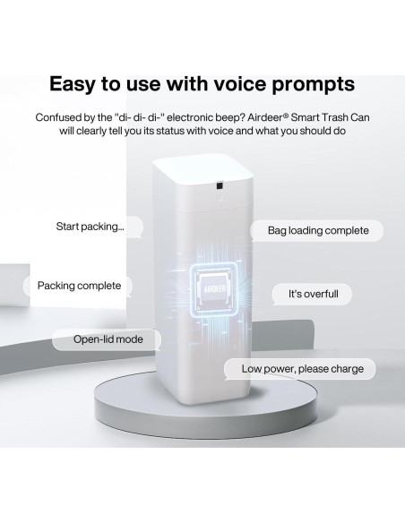 Cubo de Basura Inteligente Airdeer L2, 30 Litros, Blanco
