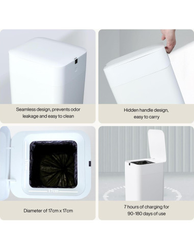 Cubo de Basura Inteligente Airdeer L2, 30 Litros, Blanco