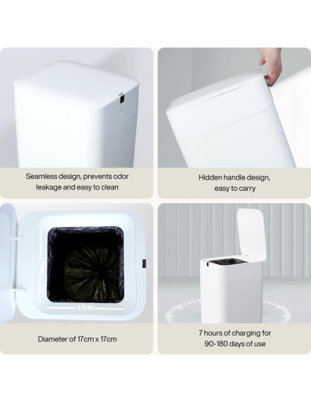 Cubo de Basura Inteligente Airdeer L2, 30 Litros, Blanco