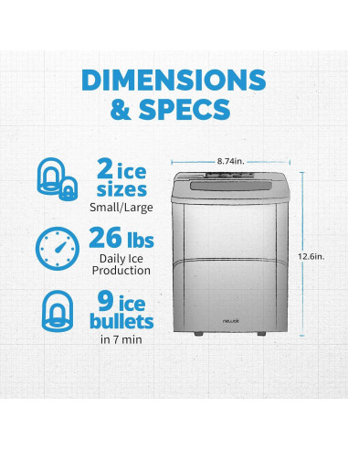 Máquina de Hielo Portátil Newair NIM026MB00 11.79 kg Negra