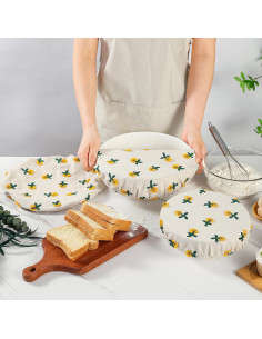 Cubiertas de Tazón Reutilizables Slyitokbhr Lino Bordado 3 Pzas 2